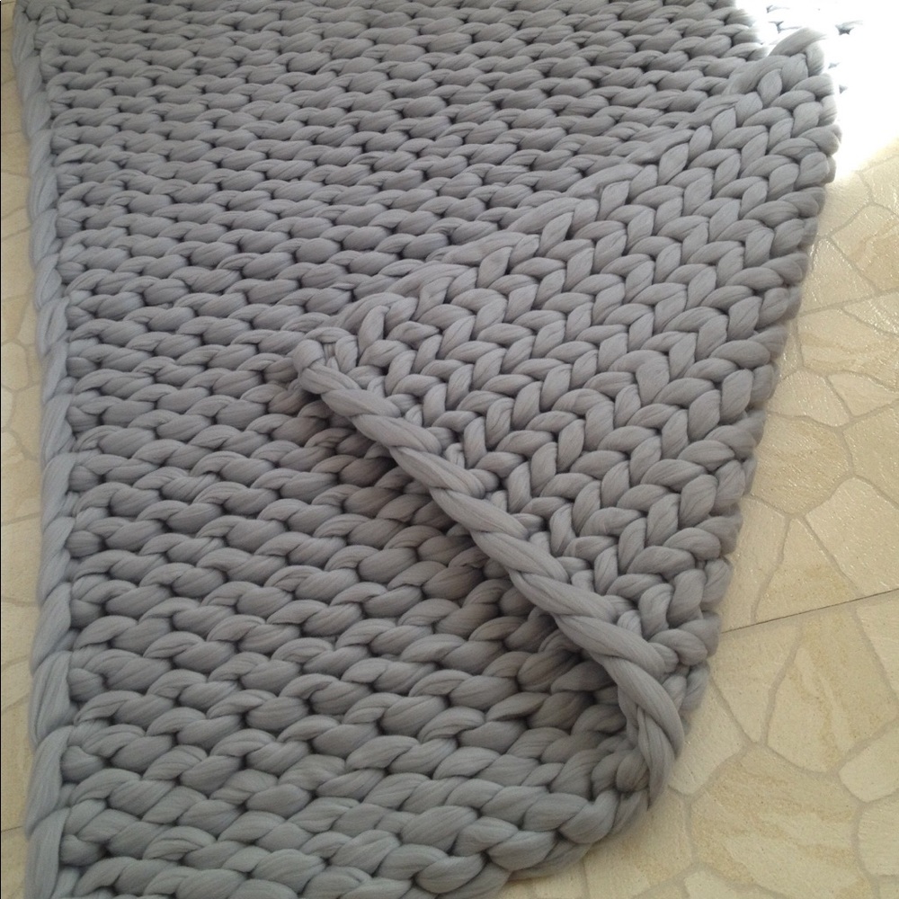 Chunky hand knit wool blanket